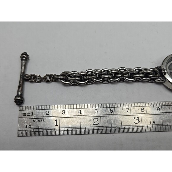 Lucky Brand Peace Sign Chain Bracelet Watch Quartz New Battery Silver Womens - Picture 9 of 12